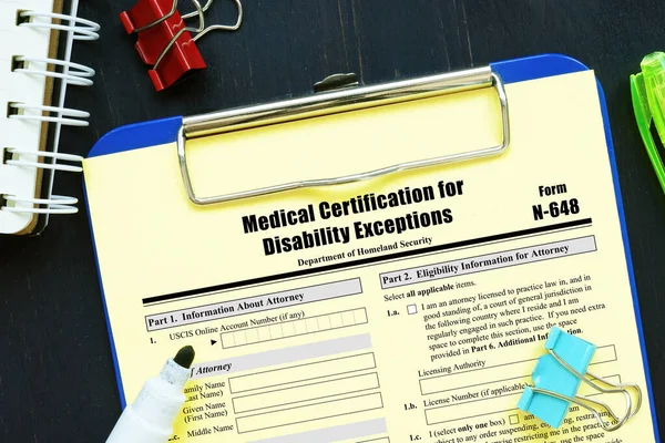 Formulário 648 Certificação Médica Para Exceções Deficiência — Fotografia de Stock