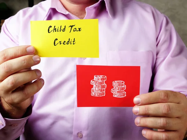Pojęcie Finansowe Oznaczające Ulgę Podatkową Dla Dzieci Oznaczeniem Kartce Papieru — Zdjęcie stockowe