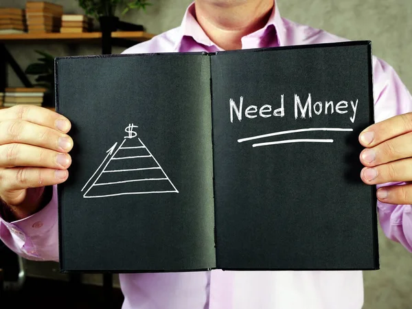 Affärsidé Innebär Behöver Pengar Med Tecken Bit Papper — Stockfoto