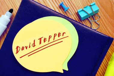David Tepper 'la ilgili iş konsepti. Üzerinde yazı var.