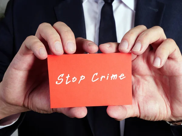 Conceito Negócio Que Significa Stop Crime Com Inscrição Página — Fotografia de Stock