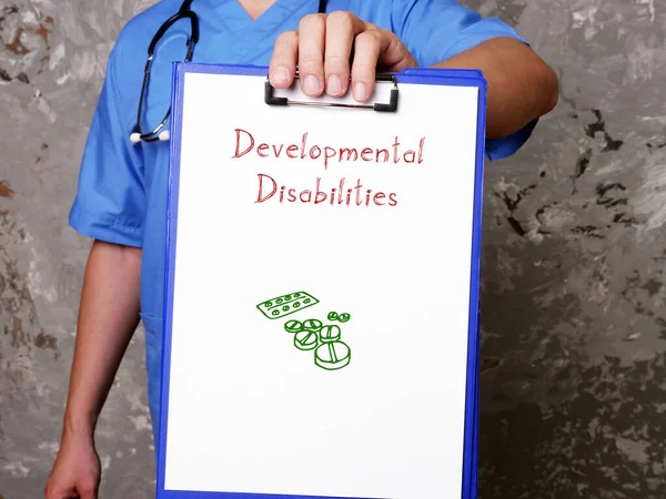 Concepto Cuidado Salud Que Significa Discapacidades Del Desarrollo Con Frase —  Fotos de Stock