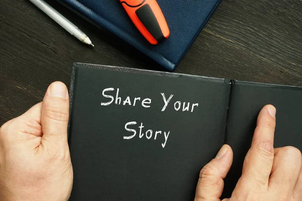Lifestyle Concept Share Your Story Met Zin Het Stuk Papier — Stockfoto