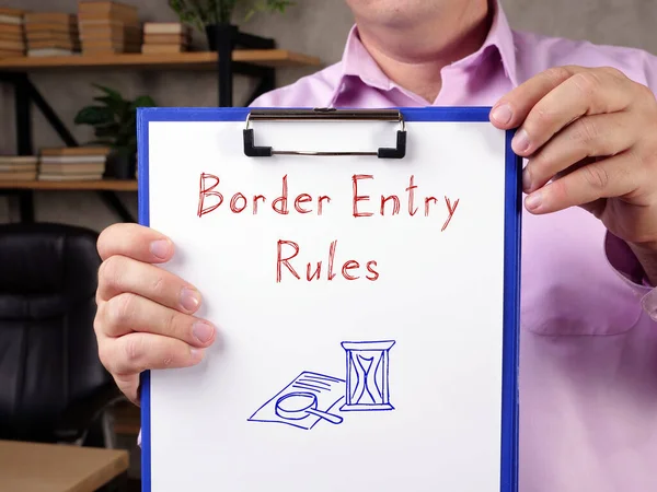 Juridical concept about Border Entry Rules with inscription on the piece of paper