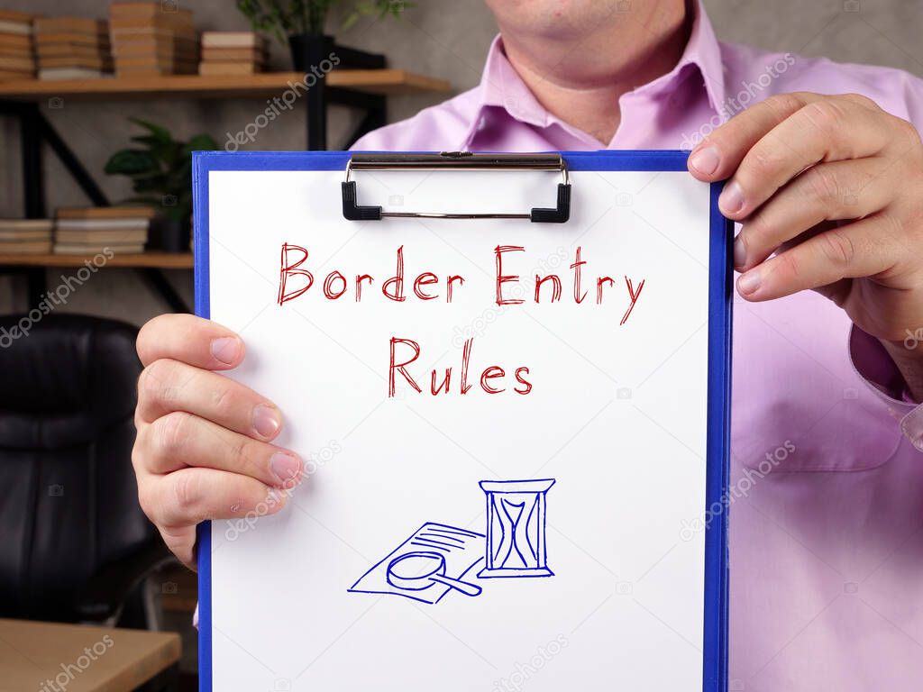  Juridical concept about Border Entry Rules with inscription on the piece of paper