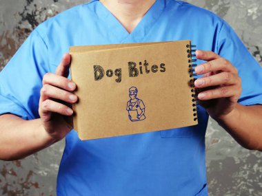Tıbbi konsept, kağıt parçasında köpek ısırığı anlamına gelir.