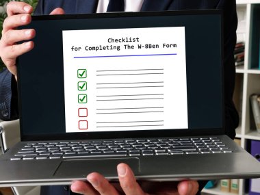  W-8Ben Formunun Tamamlanması için Kontrol Listesi konsepti