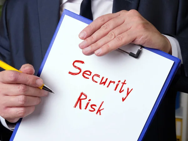 Financial Concept Meaning Security Risk Sign Sheet — Stock Photo, Image