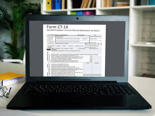 stock image  Financial concept meaning  Form CT-1X Adjusted Employer's Annual Railroad Retirement Tax Return   with phrase on the page