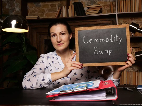 Bedrijfsconcept Commodity Swap Met Zin Zwart Schoolbord — Stockfoto