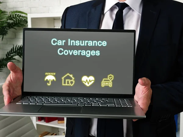 Financial Concept Car Insurance Coverages Sign Page — Stock Photo, Image