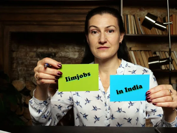 Business Concept Betekent Iimjobs India Met Inscriptie Blanco Visitekaartjes — Stockfoto