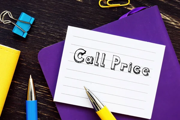 Concepto Financiero Sobre Call Price Con Frase Hoja — Foto de Stock