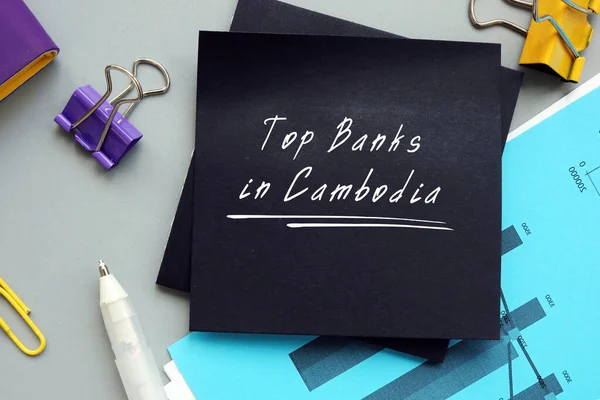 Conceito Negócio Que Significa Top Banks Camboja Com Frase Folha — Fotografia de Stock