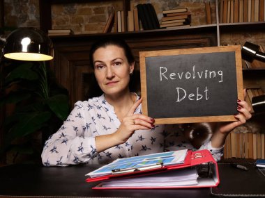 Business concept about Revolving Debt with phrase on black chalkboard clipart