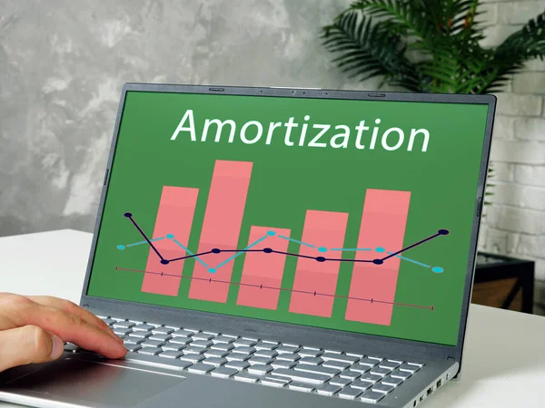 Finanzkonzept Bedeutet Amortisierung Mit Zeichen Auf Dem Zettel — Stockfoto