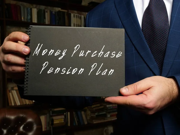 Money Purchase Pension Plan phrase on the black notepad