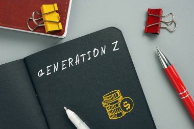 GENERATION Z ile ilgili finansal konsept. Gen Z, iGen, veya yüzüncü nesil, 1996-201 yılları arasında doğan nesil anlamına gelir.