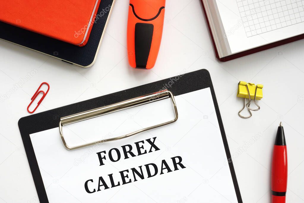 Business concept meaning FOREX CALENDAR with inscription on the sheet.