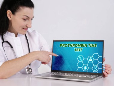 Search PROTHROMBIN TIME TEST button. Nurse use internet technologies. clipart