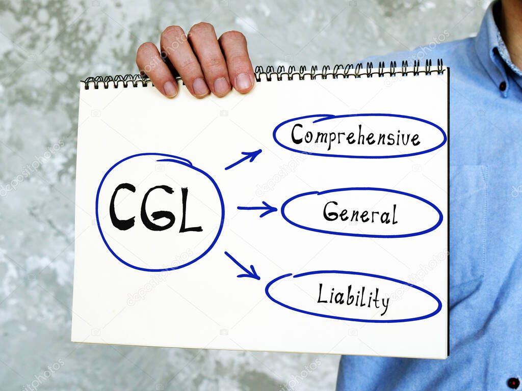  CGL Comprehensive General Liability on Concept photo. man holding a piece of paper