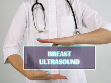  Sanal ekranda BREAST ULTRASOUND metni.