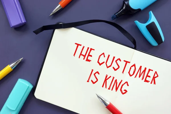 Koncepcja Biznesowa Dotycząca Klienta Jest Królem Znakiem Kartce Papieru — Zdjęcie stockowe