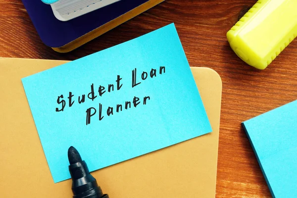 Financieel Concept Student Loan Planner Met Inscriptie Pagina — Stockfoto