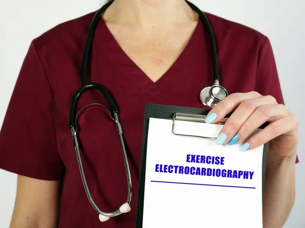 带有手写文本的Exercise Electrocardiography概念图 — 图库照片