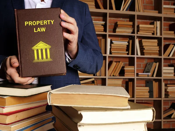 Βιβλίο Ιδιοκτησίας Είναι Στα Χέρια Ενός Δικηγόρου Δίκαιο Της Ιδιοκτησίας — Φωτογραφία Αρχείου