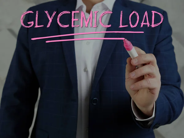 具号码写Glycemic Load的有吸引力的贷款官员 — 图库照片