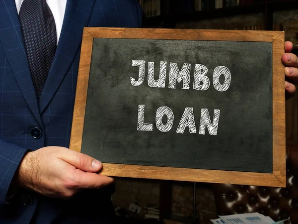 Business Concept Jumbo Loan Sign Chalkboard Hand — Stock Photo, Image