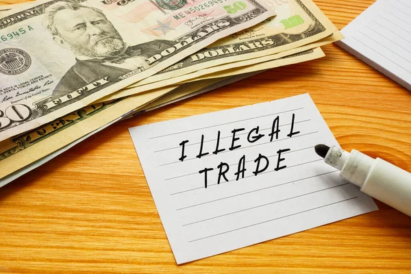 Concepto Negocio Que Significa Comercio Ilegal Con Signo Página — Foto de Stock