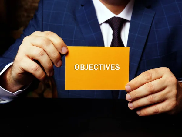 Бізнес Концепція Означає Objectives Знаком Аркуші Паперу Бізнес Фото Показує — стокове фото