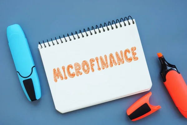Conceito Negócio Que Significa Microfinance Com Frase Folha — Fotografia de Stock