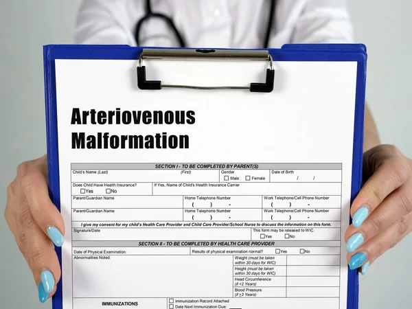 Concepto Sanitario Sobre Malformación Arteriovenosa Con Inscripción Página — Foto de Stock