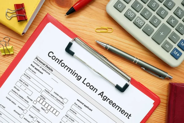 Conceptual Photo Conforming Loan Agreement Written Phrase — Zdjęcie stockowe