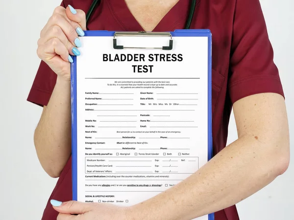 Concepto Sanitario Sobre Ensayo Estrés Bladder Con Inscripción Hoja — Foto de Stock
