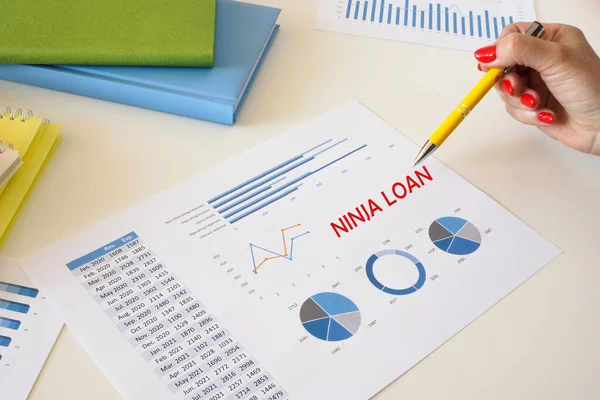 紙にサインをしたNinja Loanを意味する財務的概念 — ストック写真