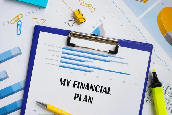 Financial Concept Financial Plan Phrase Sheet — Stock Photo, Image