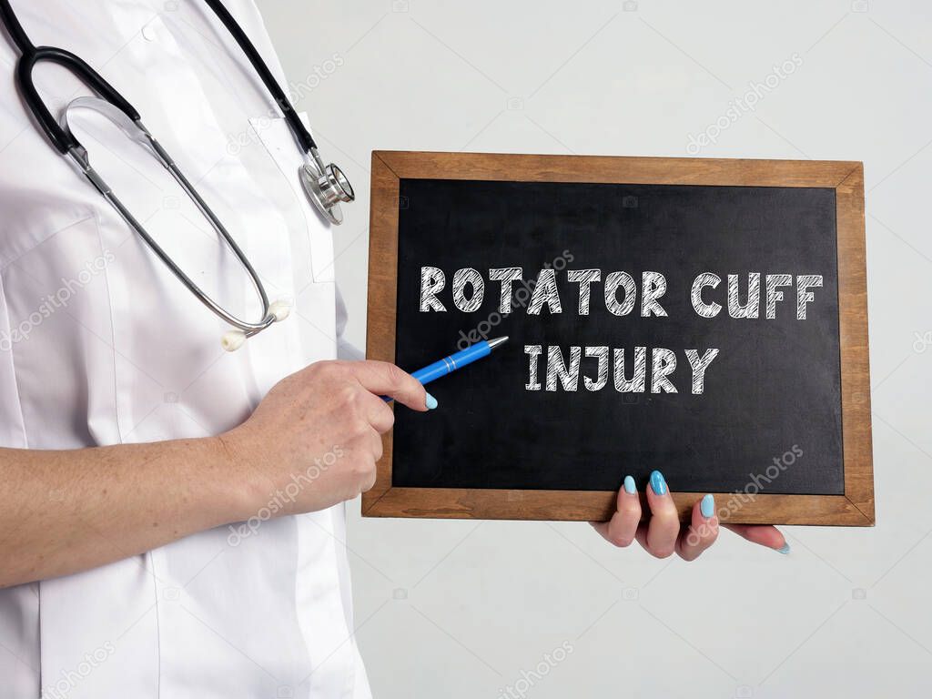 Conceptual photo about ROTATOR CUFF INJURY with handwritten phrase