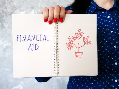  FINANCIAL AID sign on the page. clipart