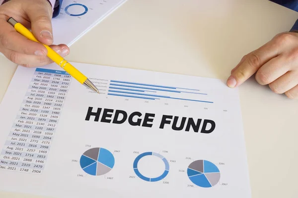 Conceito Financeiro Sobre Fundo Hedge Com Sinal Folha Gráfico — Fotografia de Stock