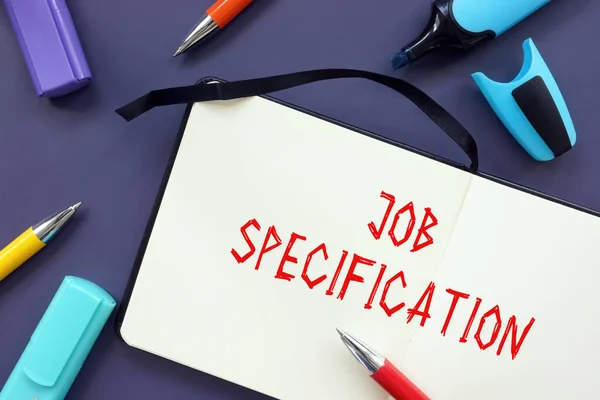 Business Concept Job Specification Con Iscrizione Sul Foglio — Foto Stock
