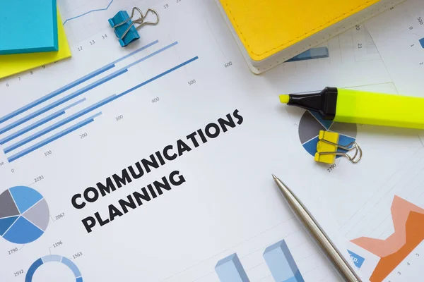 Financieel Concept Betekent Communicatieplanning Met Teken Het Blad — Stockfoto