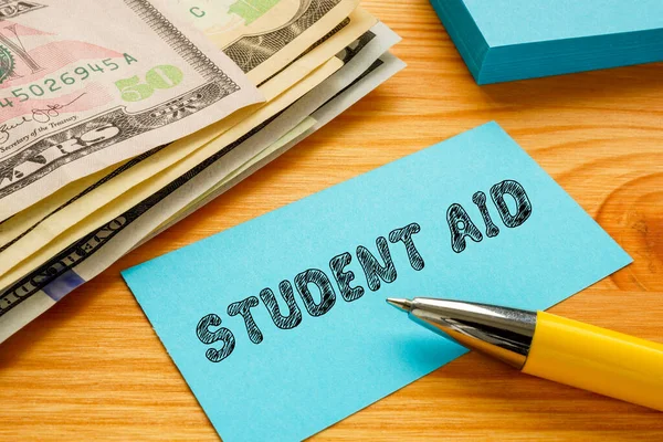 Financial Concept Meaning Student Aid Sign Page — Stock Photo, Image