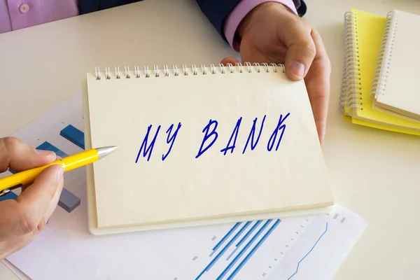Affärsidé Min Bank Med Skylt Anteckningsblocket — Stockfoto