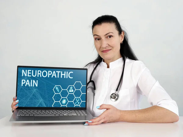 Напис Neuropathic Pain Екрані Крупним Планом Доктор Рук Тримає Чорний — стокове фото