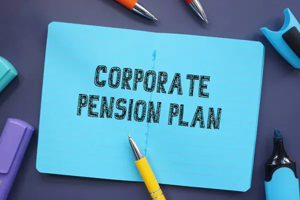 Finanční Koncepce Znamená Korporátní Penzijní Plán Nápisem Listu — Stock fotografie