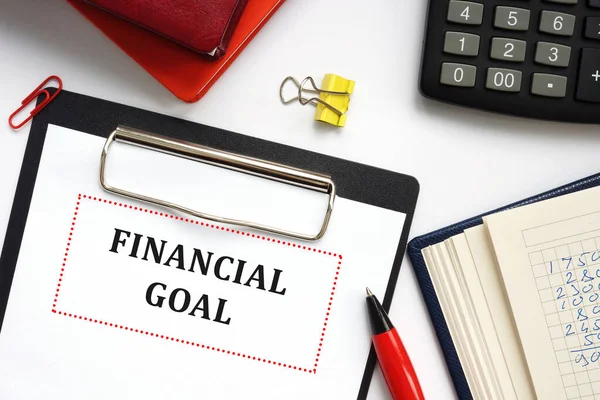 Financial Concept Financial Goal Phrase Sheet — Stock Photo, Image